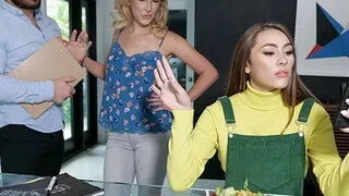 Step-daughter Gets Freeused by Inspector in Fron of Mom