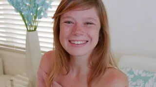 Cute Teen Redhead with Freckles Orgasms During Casting