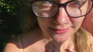 Amateur nerd giving head and taking facial cumshot