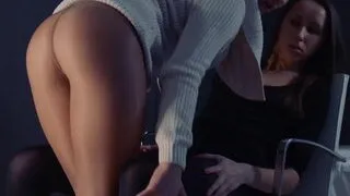 Acrobatic lesbian licking