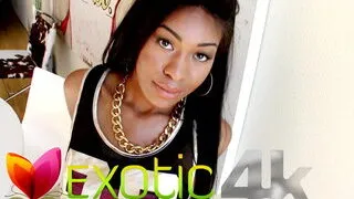 Hot Ebony babe enjoys riding hard white cock