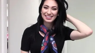 Horny brunette babe at the realtor office