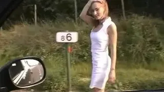 Euro babe getting fucked on a roadside
