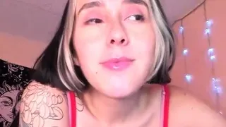 Close up with blonde hottie blowing a large dick