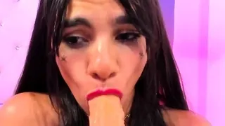 Amateur brunette chick toying her ass and pussy on webcam