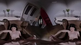 Small tit brunette gives a POV blowjob