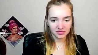 Blonde teen toying her pussy with glass dildo on webcam