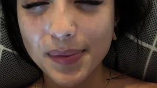 Sexy brunette teen outdoor masturbation