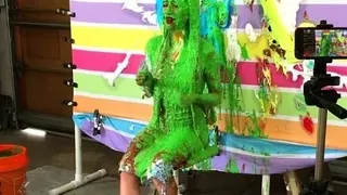Sexy girl gets messy