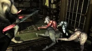 Werewolf cum shower for futas