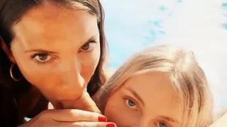 Blowjob Threesome Babes Swallow Jizz