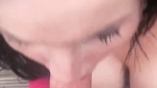 This brunette chick with nice big boobs and a pretty face is