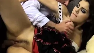 Gorgeous brunette babe fucked hardcore in the bathroom