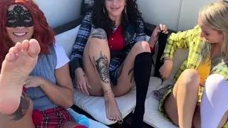 Blonde and brunette lesbians toying cunt