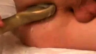 Pegging prostate and anal stretching with bizarre shovel dil