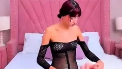 Two busty teen brunettes in lingerie making out on floor