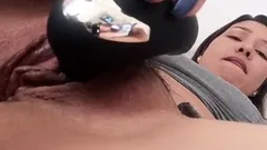 Stacked brunette goes solo toys and masturbation