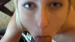 Bubble butt blonde babe sucks a dick and rides in reverse cowgirl