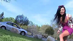 A best purple rock decorating a yam-sized super-bitch XXX casting an appetizing cumshot,cute stunner hugging  bra-stuffers ejaculates deep inside her 