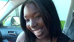 Stefanie enjoys while giving her man a nice handjob in a car