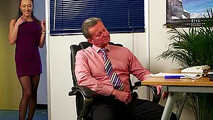 Skinny hottie Lucky Lorenzo teases her boss to make him cum