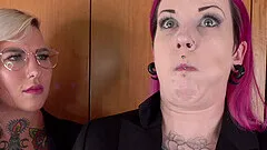 Two ladies, Kenendy Rose and Lady Lazarus stumble upon a beautiful blonde, Misha Montana with an alien pussy tattoo and couldn't help but probe her!