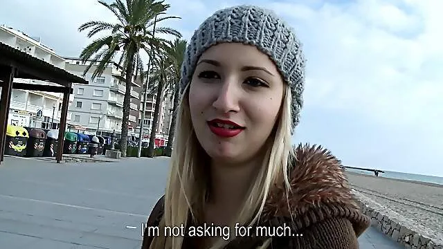 Cute amateur filmed in outdoor POV fucking with a random dude for money