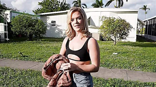 Adorable blonde enters the bang bus for a hefty dose of BBC