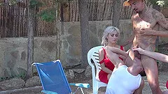 Outdoor group fucking with kinky Lisi Kitty and Emmita Smile
