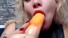Homemade video with a blonde babe playing with her favorite toy