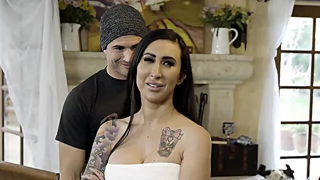 Inked mommy feels amazing with son's pecker ravishing her wet cherry