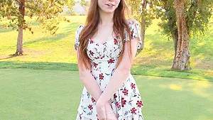 Stunning solo chick fingering herself in the park - Myra