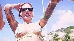 Lesbians venture naked into paradisiacal places in Brazil