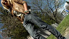 Blonde Clara G sucking a dick during rough MMF threesome