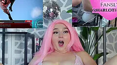 Gamer girl masturbating while playing witgh Flying High
