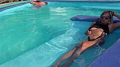 Rough outdoor dicking by the pool with blonde Chamelle Ayala