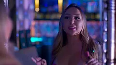 The hot blonde goes to a men's club in the city of São Paulo Brazil to do a stripteaser.