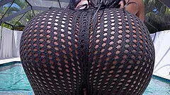 Interracial dicking outdoors by the pool with gorgeous Ebony Mystique