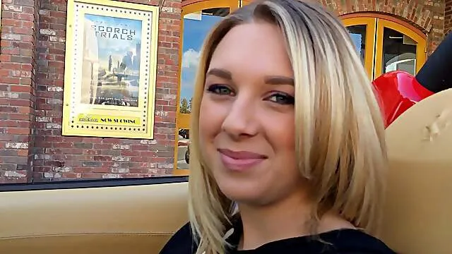 Dazzling blonde beauty strips nude for a nice cam fuck