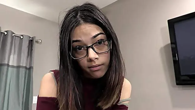 Nerdy young slut knows her way with big dicks in home POV
