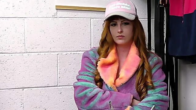 Big ass redhead wants to fuck her way out after being caught stealing