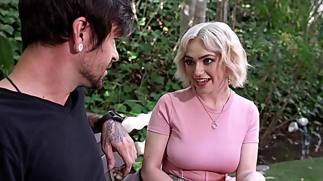 Sweet blonde guides tasty dick into her ass for supreme cam anal