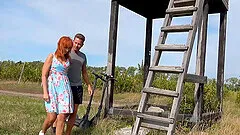 Outdoor FFM threesome with gorgeous Laura Red & Mia Trejsi