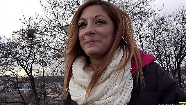 Cute redhead strips and fucks in sensual casting scenes