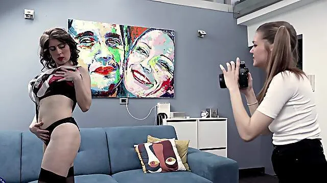 Sweet teen loves touching pussy with her saggy mom in loud oral duo