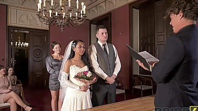 Nude beauty sucks cock and gets laid on her wedding day