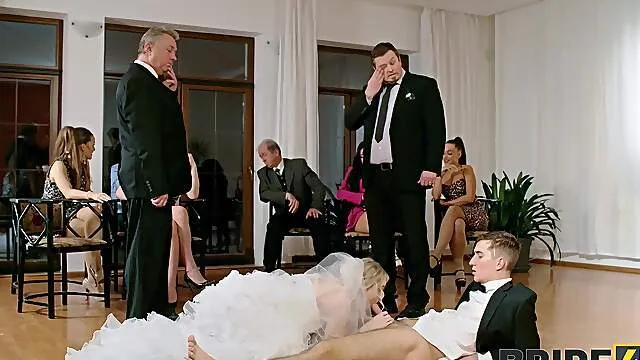 Blonde bride shares intimate hardcore sex on her wedding day