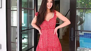 Horny hottie Alexis lifts her dress to reveal her sexy buttplug