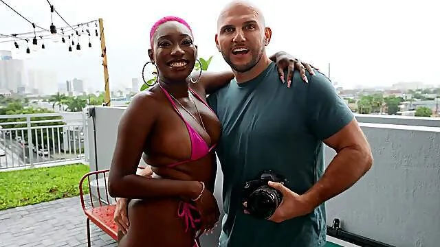 Aroused ebony mom lands massive white inches down the tube for restless interracial