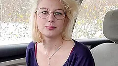 Gorgeous blonde plays with her pussy in public